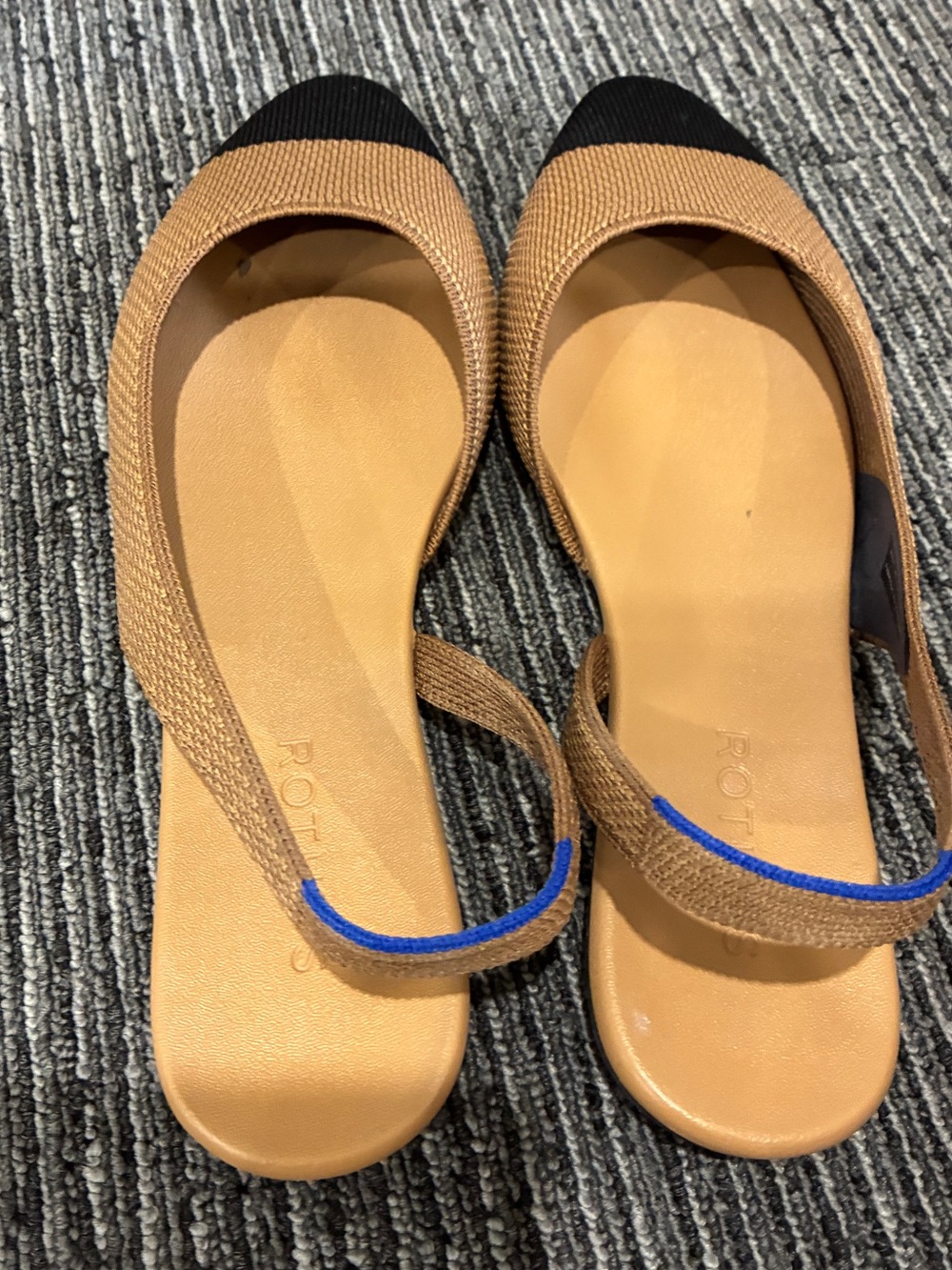 Rothy's Almond Slingback Flat in Tawny with Black Captoe - Picture 6 of 9
